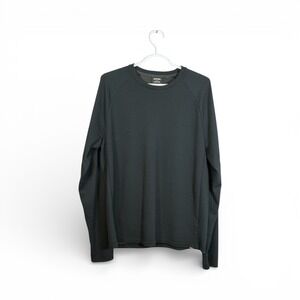 prAna LS Athletic Shirt Mens L Charcoal Textured Performance Casual Slim Fit